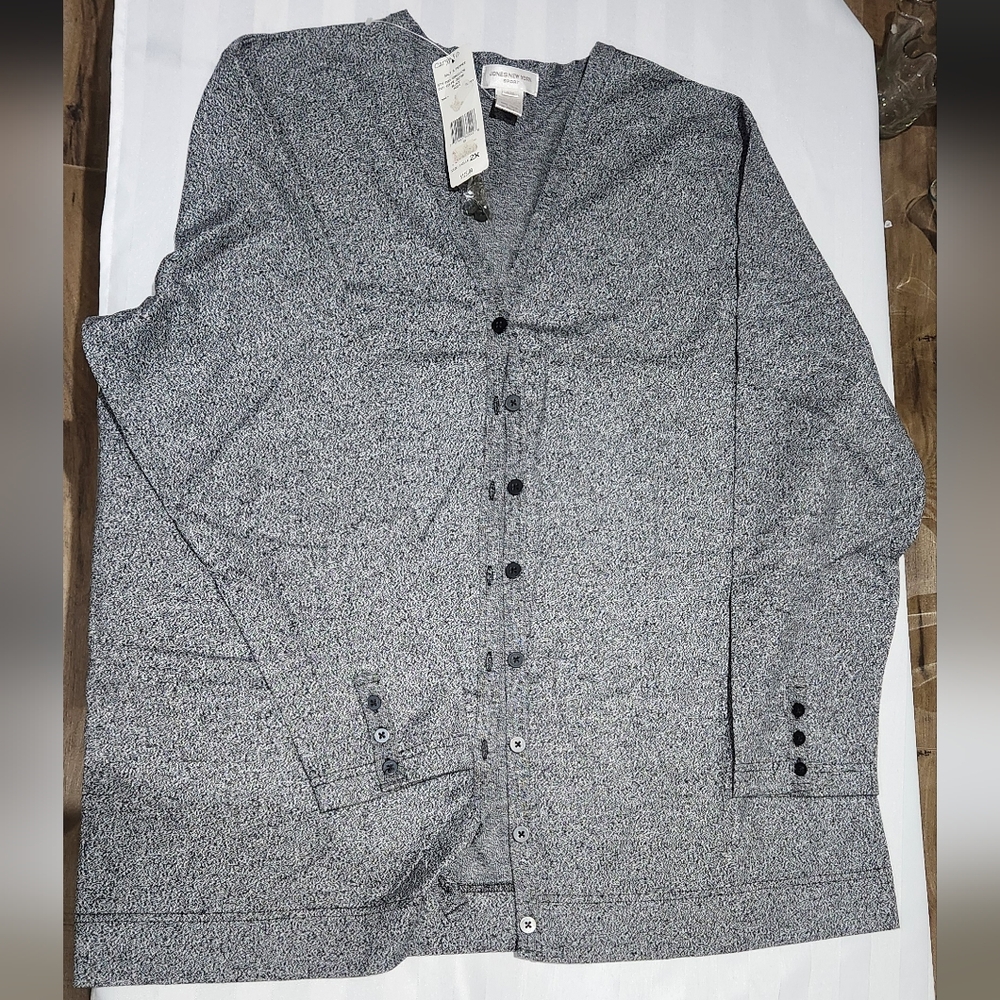 Jones New York button-up long sleeve gray top- 2X